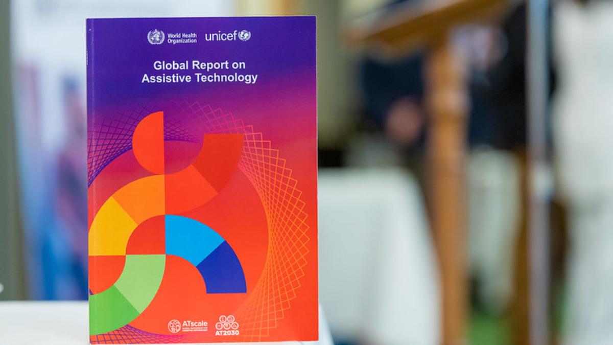 Image of the global report being showcased at the UK launch event in parliment - the report is photographed placed on a chair. Cover Image