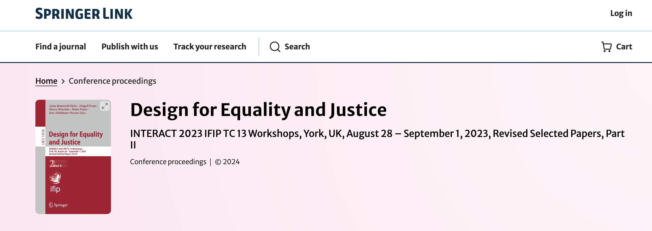 webpage for Design for Equality and Justice conference proceedings Cover Image