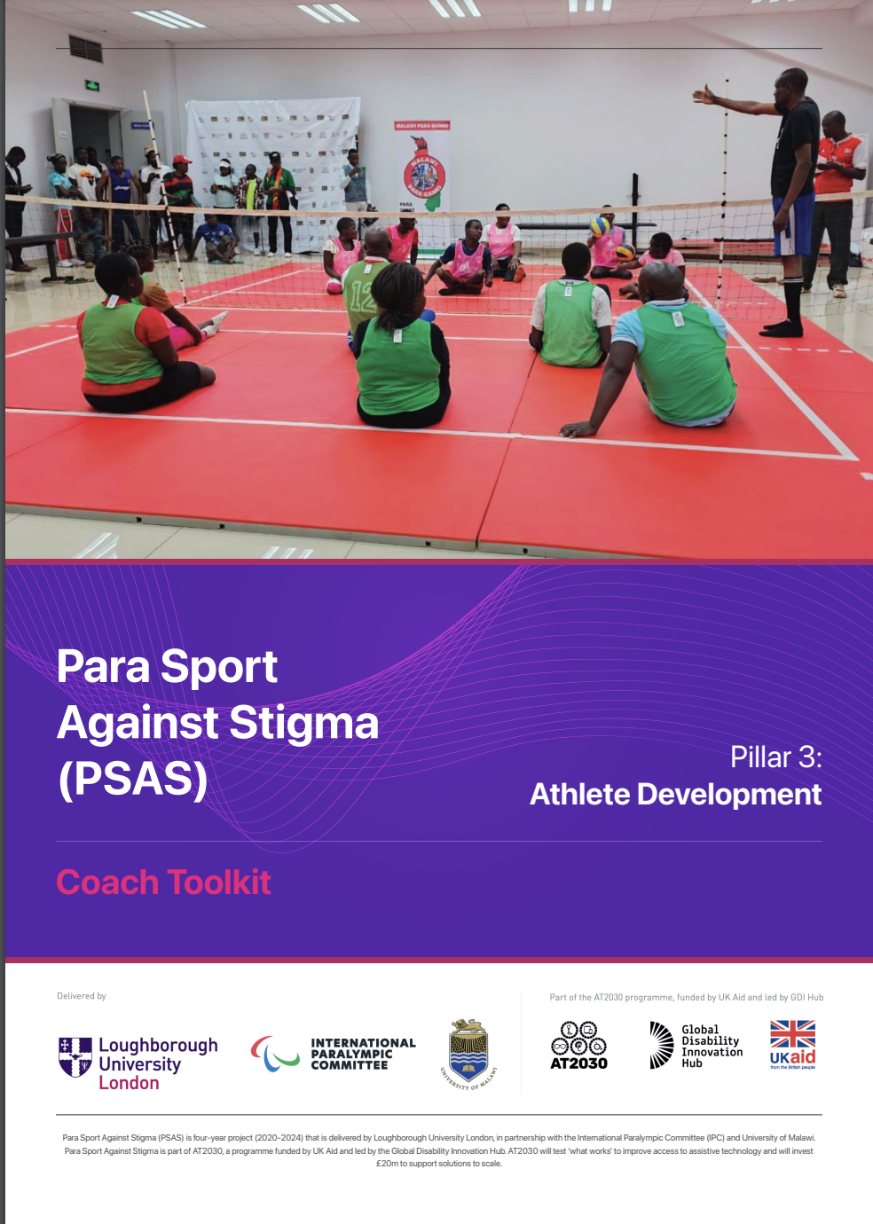 ParaSport toolkit cover page - this is purple and shows children playing parasport. Cover Image