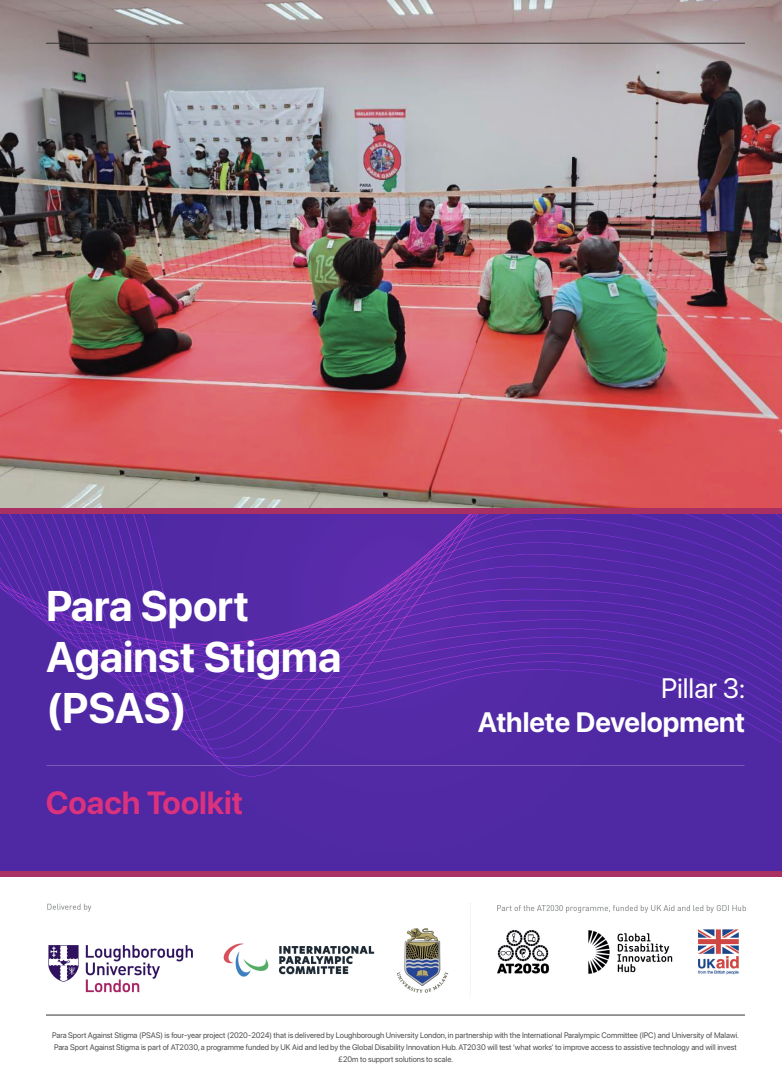 Cover page of report, showing sports classes with children with disabilities. Cover Image