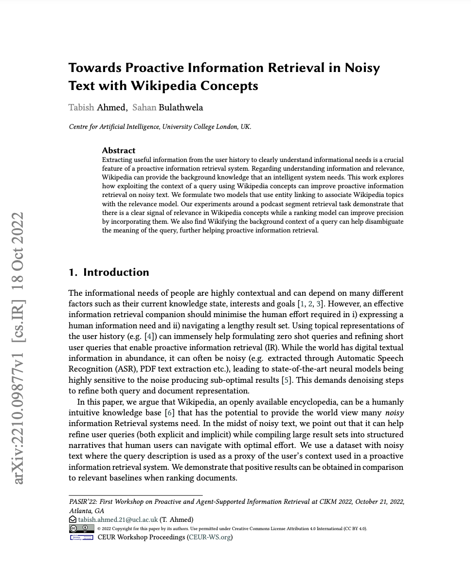 Cover of Towards Proactive Information Retrieval in Noisy Text with Wikipedia Concepts Cover Image