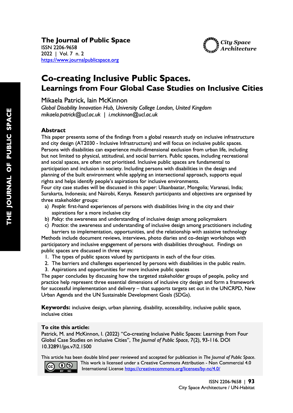 Cover of Co-creating Inclusive Public Spaces Cover Image