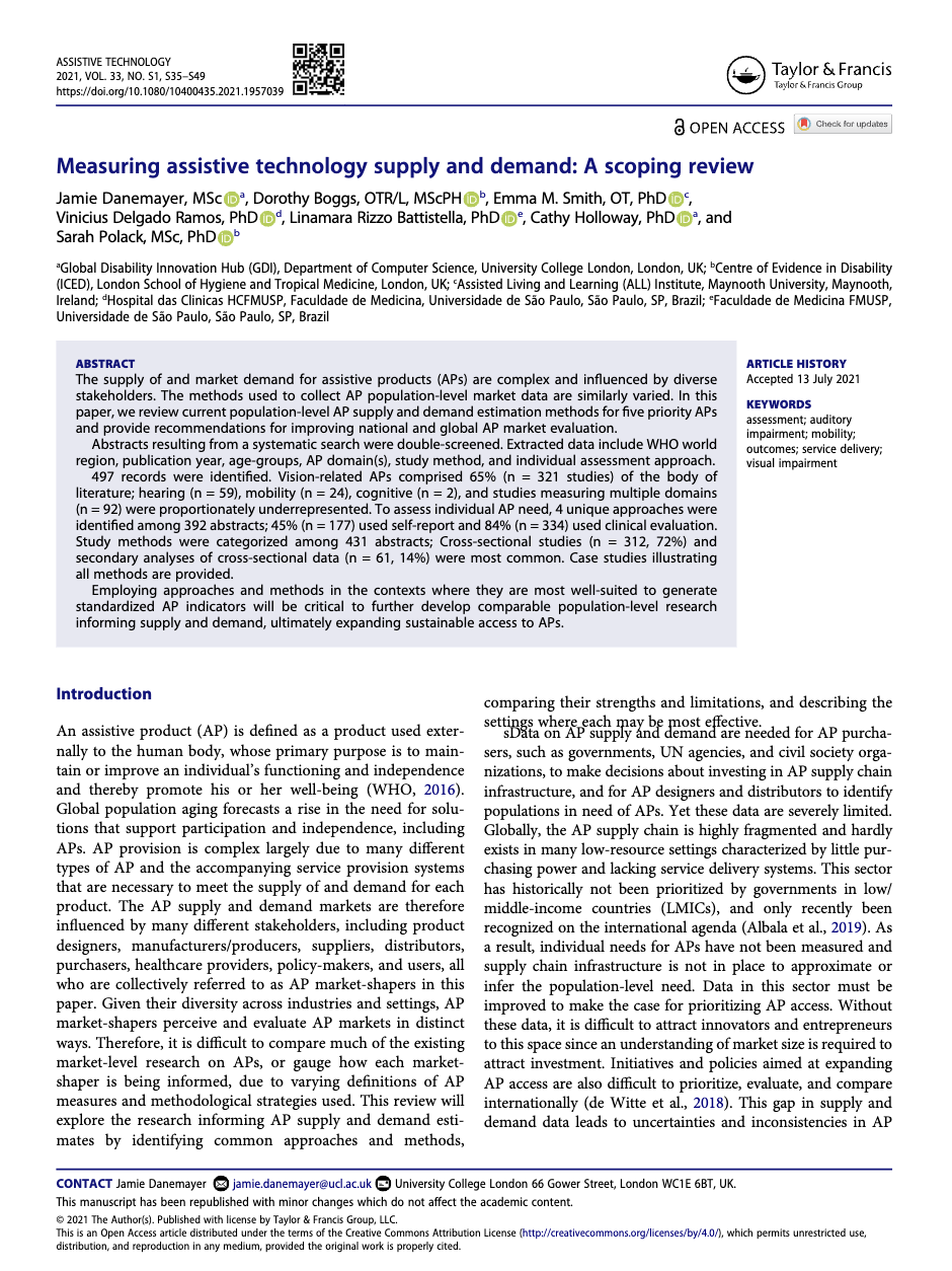 Cover of Measuring assistive technology supply and demand review Cover Image