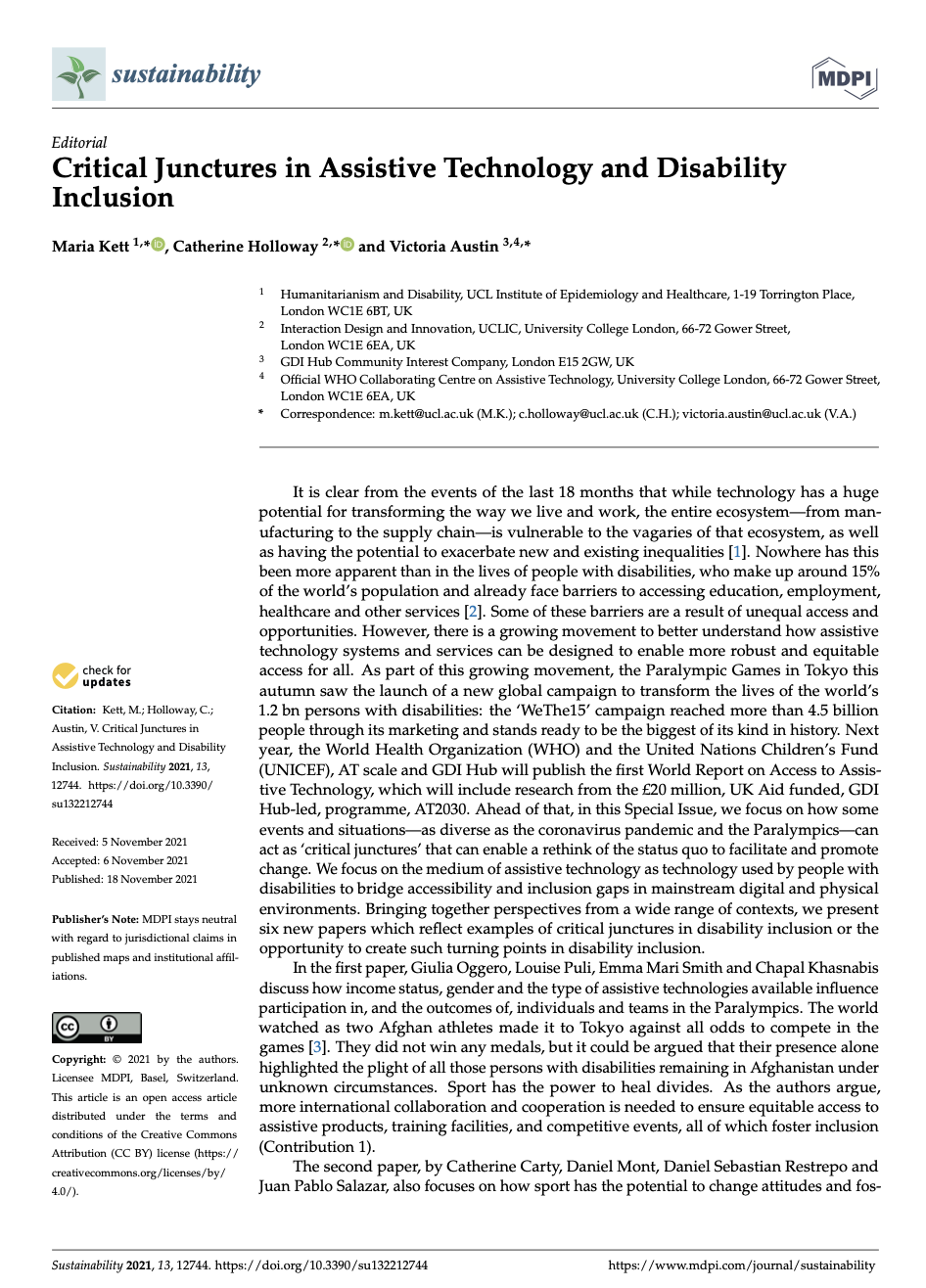 Cover of Critical Junctures in Assistive Technology and Disability Inclusion Cover Image