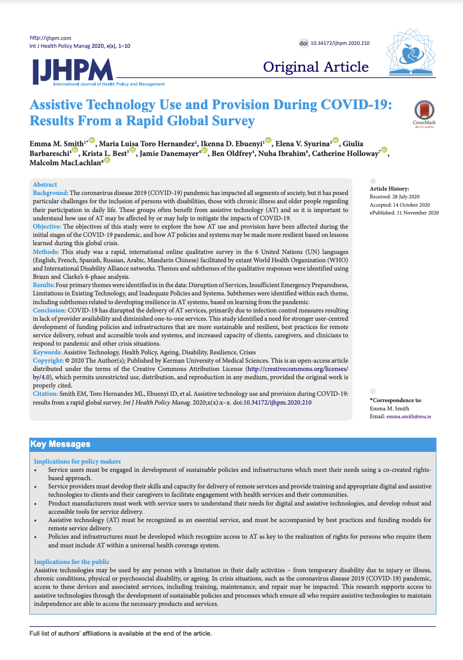 Cover of Assistive Technology Use and Provision During COVID19 Cover Image