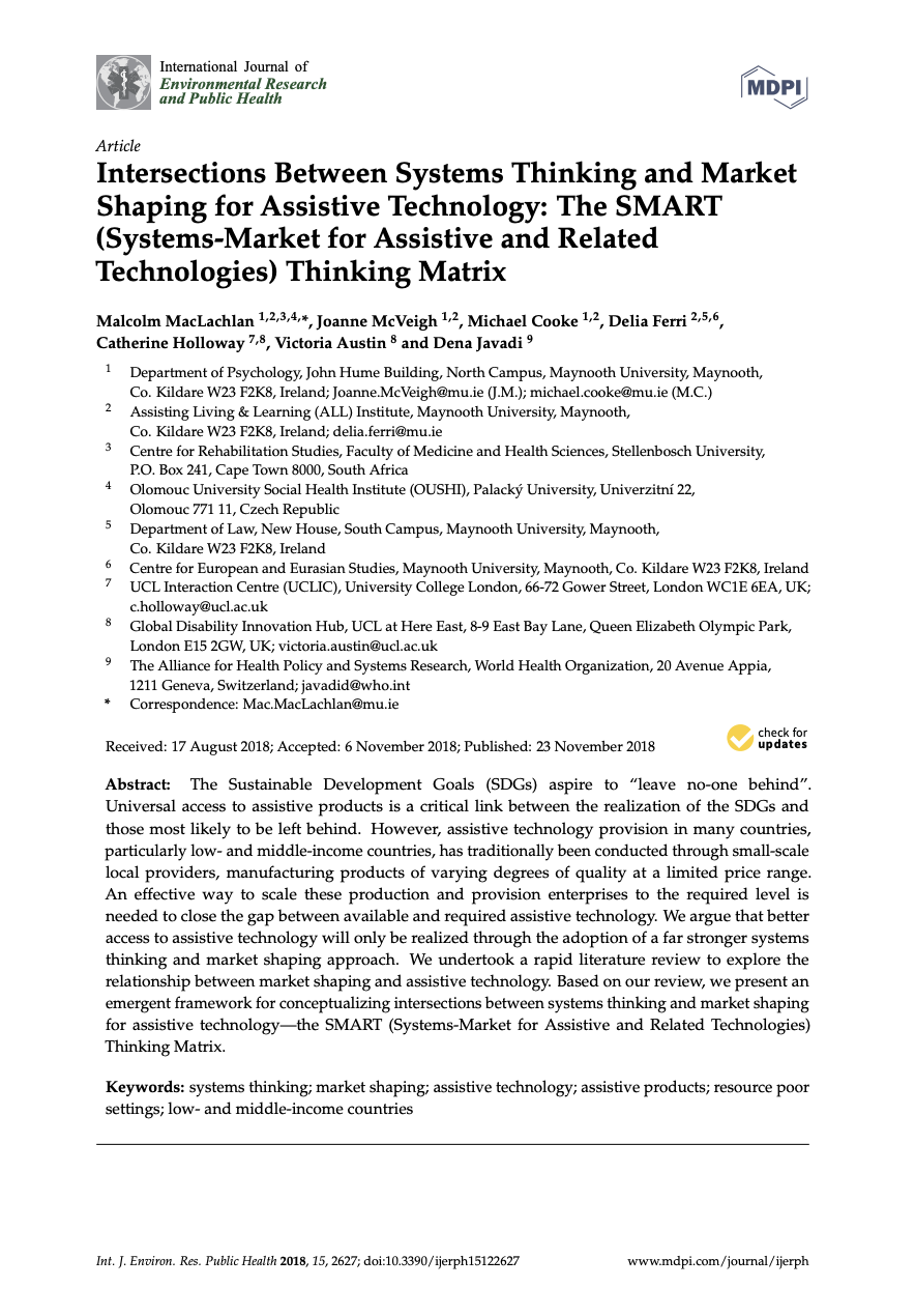 Cover of Intersections Between Systems Thinking and Market Shaping for Assistive Technology Cover Image