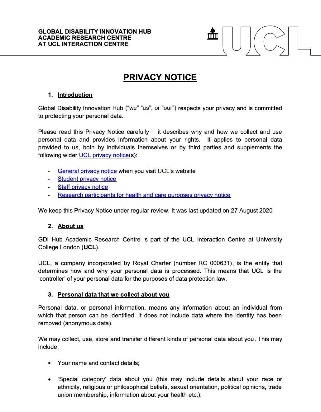 Screenshot of privacy notice Cover Image