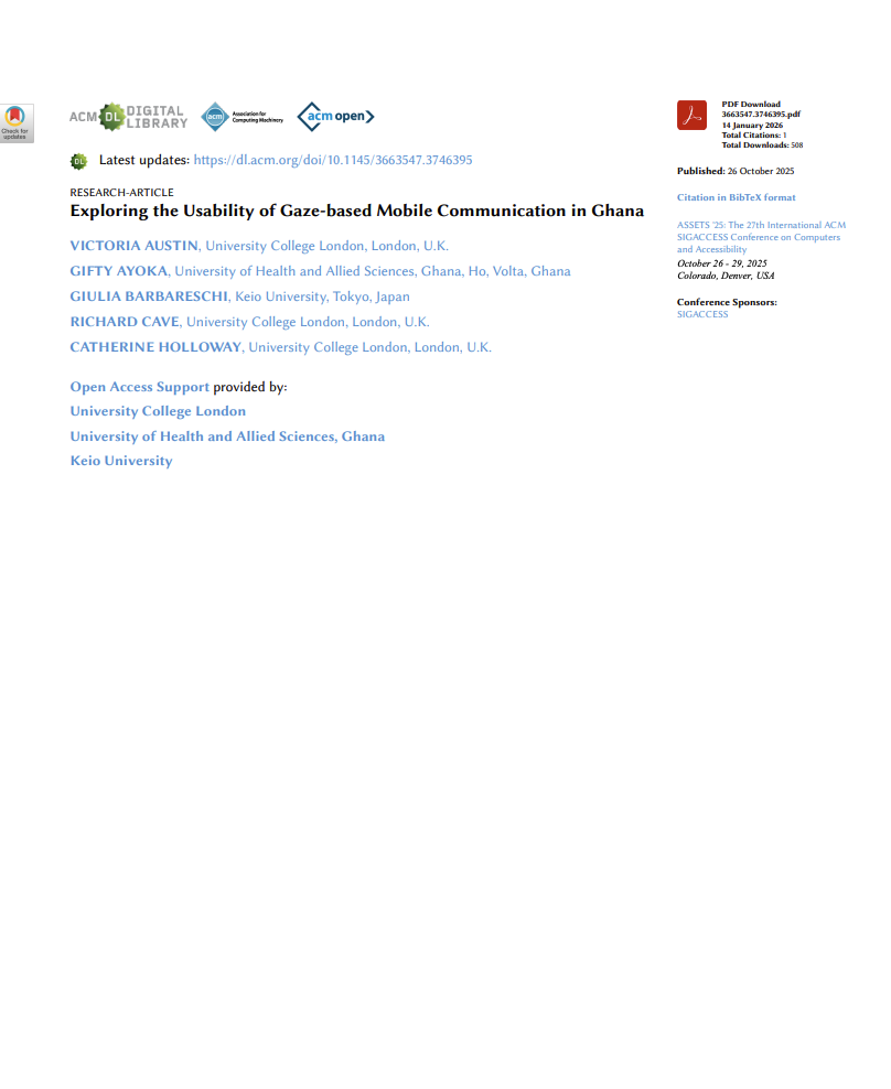 Exploring the Usability of Gaze-based Mobile Communication in Ghana cover page Cover Image
