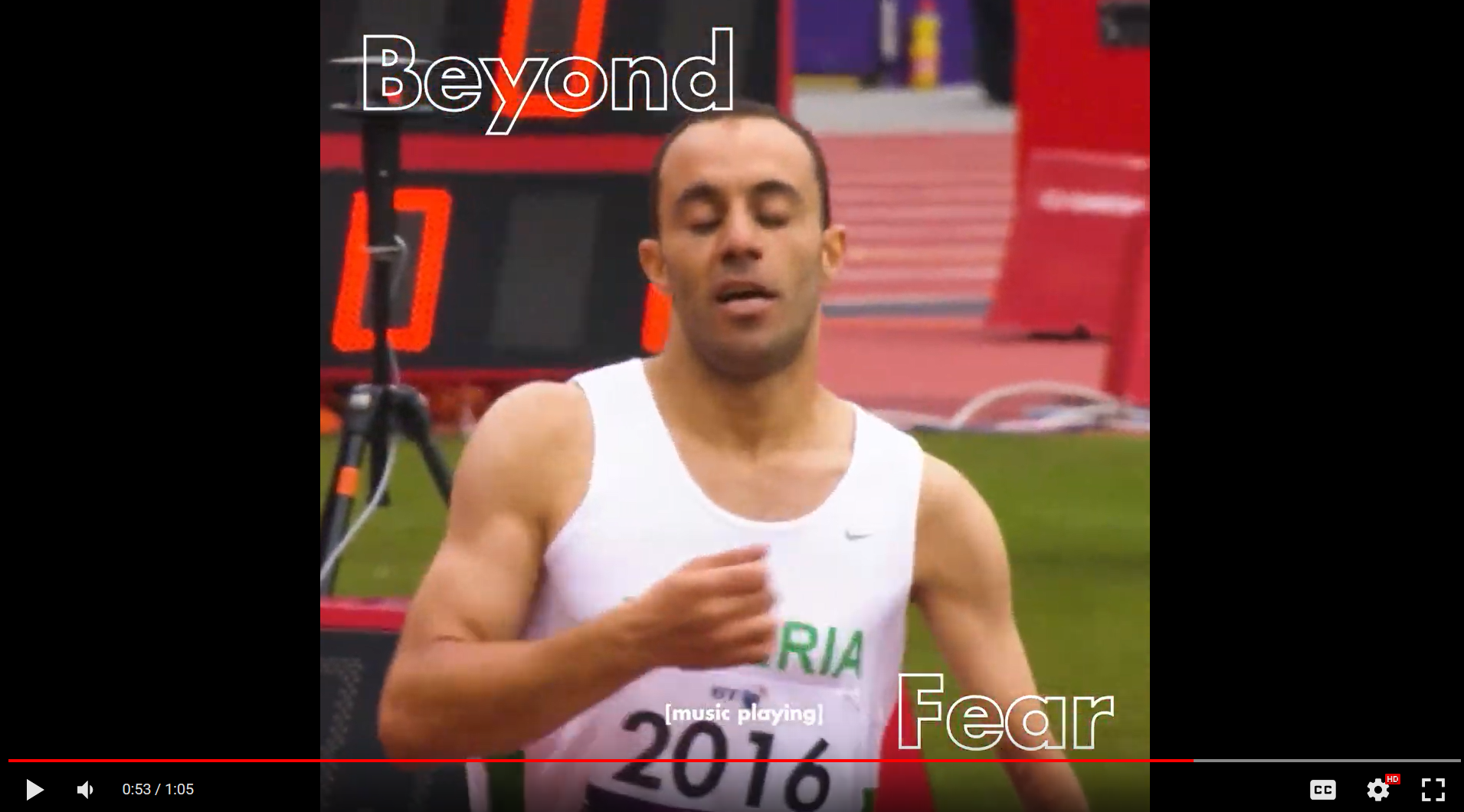 Still of the video with para running competing