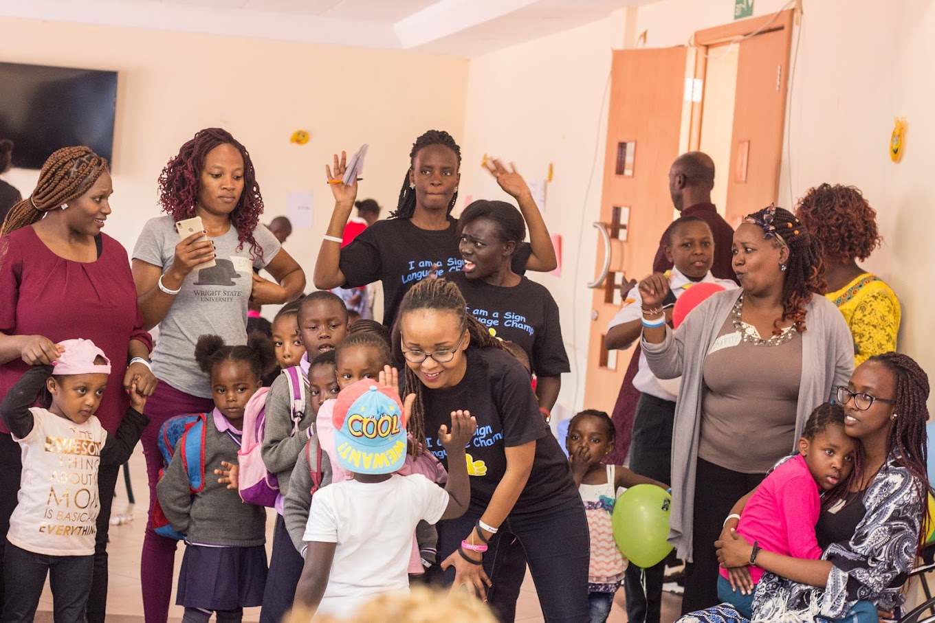 Nancy interacting with children at one of their sessions.