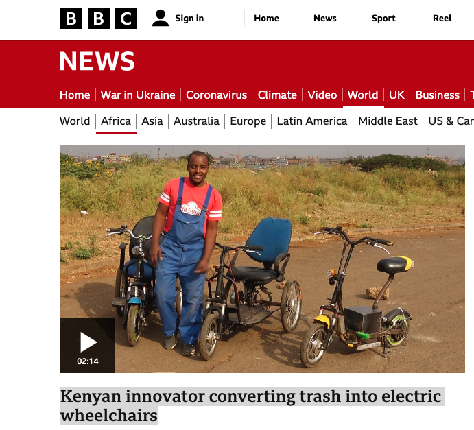 A news story of Lincon Wamae on BBC Africa.